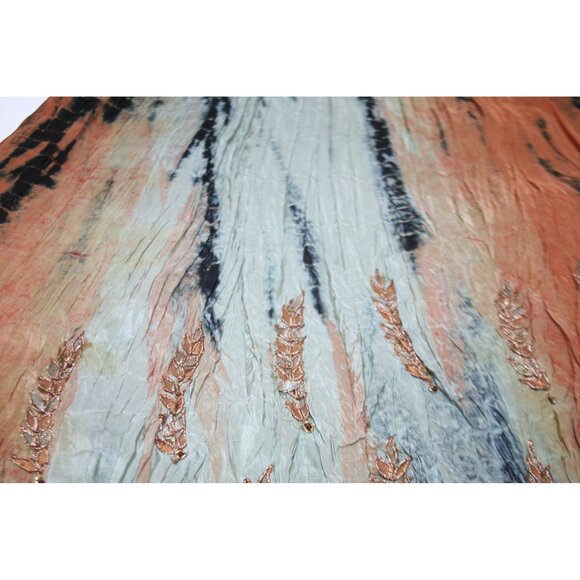 Azmina 100% Silk Hi-Lo Maxi Skirt Women OS Tassel Ties Embroidered Boho Festival - Picture 2 of 8